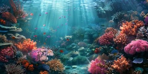 Explore the vibrant underwater world, showcasing marine life and coral reefs in all their beauty and diversity