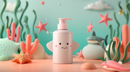 Cute Marine-Themed Lotion Bottle Design