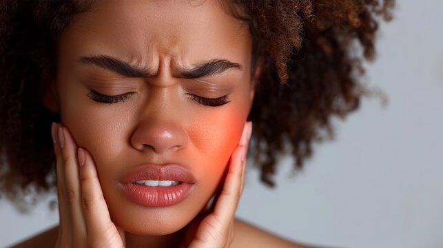 Woman with Toothache Holding Jaw in Pain