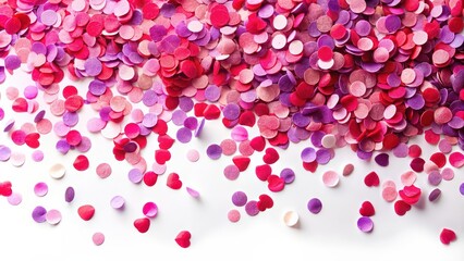 Festive pink, red and purple isolated confetti overlay , celebration, colorful, party, vibrant, decorations, joy, holiday