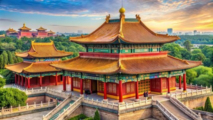 Fototapeta premium Majestic ancient temple located in Beijing, China with intricate architectural details and beautiful landscape, temple