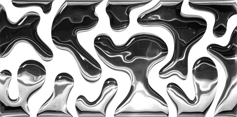 Liquid Pouring Chrome Transparent Background 