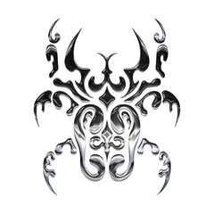 Tribal horn beetle Chrome Transparent Background 