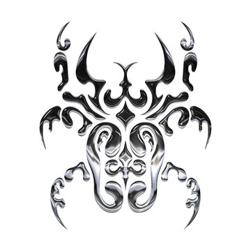 Tribal horn beetle Chrome Transparent Background 