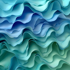 Fototapeta premium Abstract blue,green 3D waves blue Texture Green background