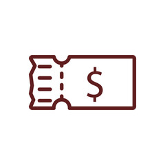 Voucher Vector Line Maroon Icon Design