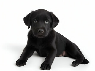 Obraz premium Black labrador retriever dog on white background, labrador retriever puppy