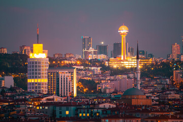 General view of Ankara during twilight