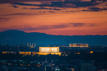 Anıtkabir, the mausoleum of Ataturk, during twilight