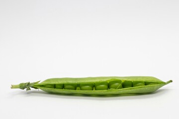 Organic Green Pea Isolated on White Background with Copy Space