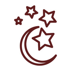 stars and crescent Vector Line Maroon Icon Design