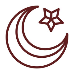 moon and stars Vector Line Maroon Icon Design