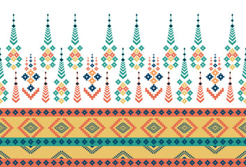 abstract Traditional geometric ethnic fabric pattern ornate elements with ethnic patterns design for textiles, rugs, clothing, sarong, scarf, batik, wrap, embroidery, print, curtain, carpet