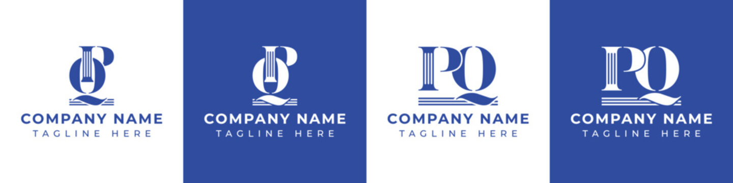 Letters PQ and QP Pillar Logo Set, suitable for business with PQ and QP related to Pillar
