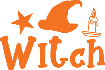 Witch halloween typography clip art design on plain white transparent isolated background for card, shirt, hoodie, sweatshirt, apparel, card, tag, mug, icon, poster or badge