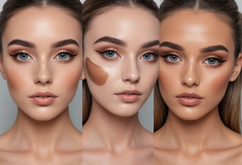 Naklejka premium Influencer recreates a famous painting using makeup on their face. 