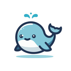 flat vector logo of a whale, flat logo of a whale.