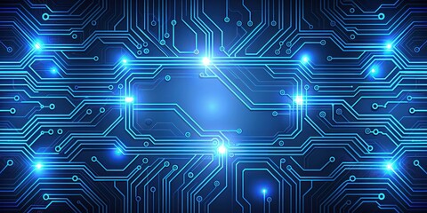 Fototapeta premium Abstract technology background with blue neon circuit design , technology, abstract, background, neon, circuit
