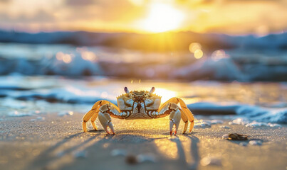 Close-Up of a Sand Crab on the Beach