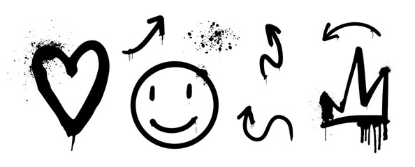 Urban culture art, graffiti symbol set 