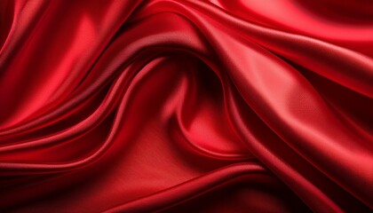Fototapeta premium The texture of a curved, shiny, silk sheet of a rich red color. Texture, abstract background.