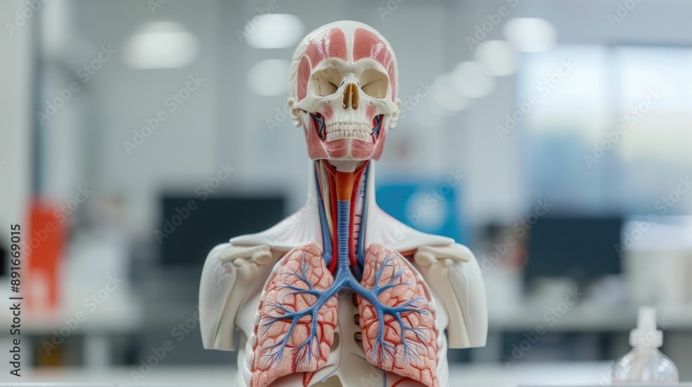 Poster comprehensive 3d depicting the detailed anatomy and layout of the human respiratory system showcasin