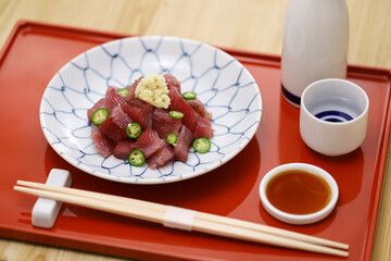 bullet tuna(auxis rochei) sashimi, Japanese food