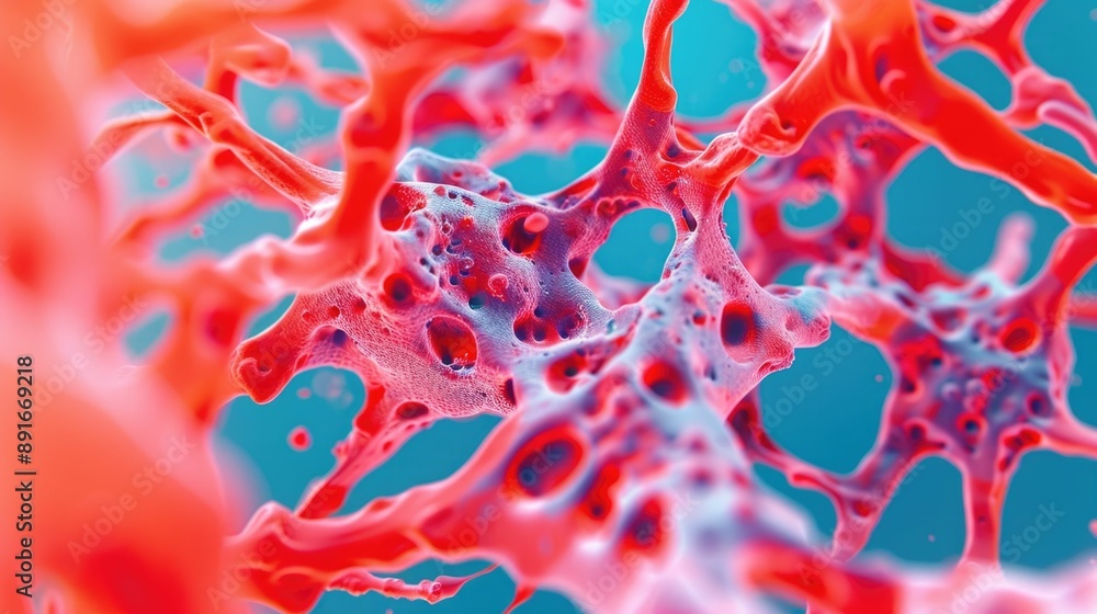 Poster highly detailed 3d showcasing the production and development of cells within the bone marrow structu