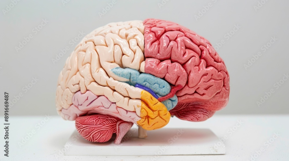 Poster detailed 3d digital showcasing the different regions and functions of the human brain cortex the ima