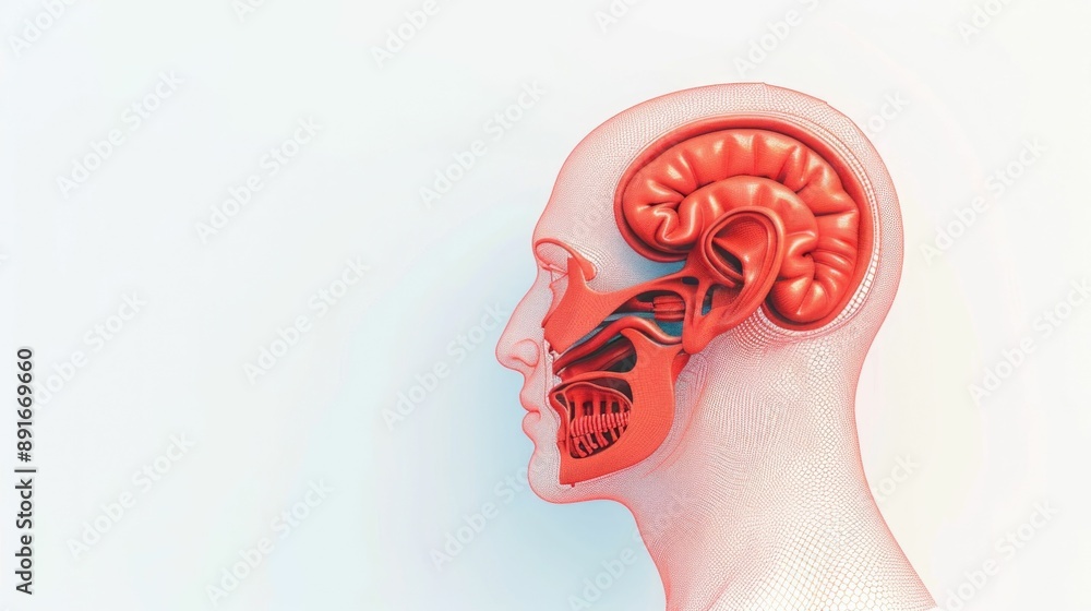 Poster highly detailed and anatomically accurate 3d of the inner ear balance system diagram showcasing the 