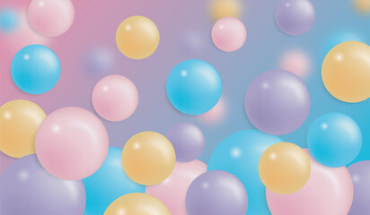 Virtual 3D bubble abstract background The bubbles move happily, golden, post card, vector.