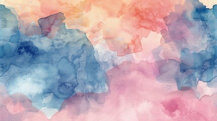 Vintage watercolor abstract background with clouds, smoke, and light textures in shades of blue, resembling a cloudy sky and foggy weather