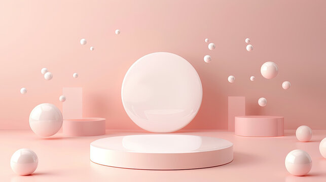 Simple geometric e-commerce background with podium for product presentation in morandi colors