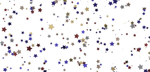 A dark background with colorful stars scattered across it