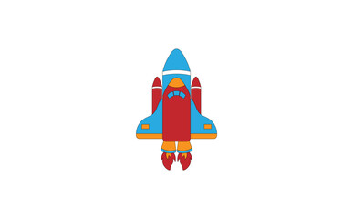 Vector illustration of a cartoon rocket in flight	