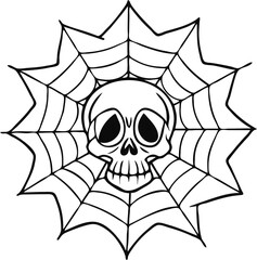 Macabre Skull in Webbed Trap