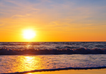 Sunset at the beach: picturesque sunset.