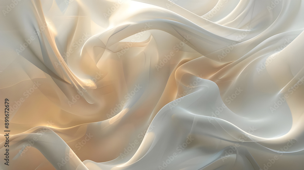Aufkleber An abstract depiction of soft, flowing light waves in neutral tones, creating a serene and ethereal visual effect.