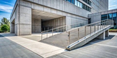 Obraz premium Modern exterior concrete ramp leading to a building, Concrete, Ramp, Architecture, Modern, Exterior