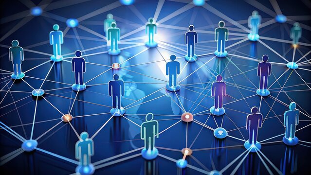 of social network connections between people, showing interconnections and relationships, network