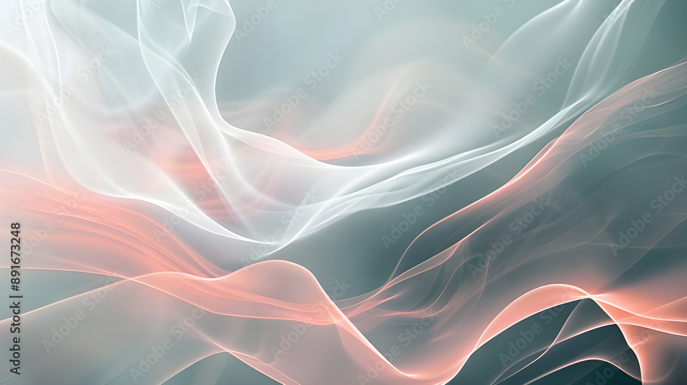 Aufkleber a serene abstract image featuring soft wave patterns in gentle pastel hues of pink and white, creati