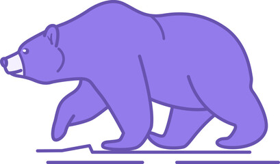 Colored Bear Icon. Wild Animal Vector Icon. Danger Warning Sign. Camping and Tourism Concept