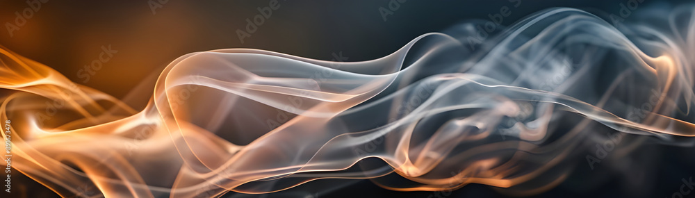 Aufkleber Dynamic abstract image with flowing wave patterns in warm tones of orange and cool hues of grey, creating a vibrant visual effect.