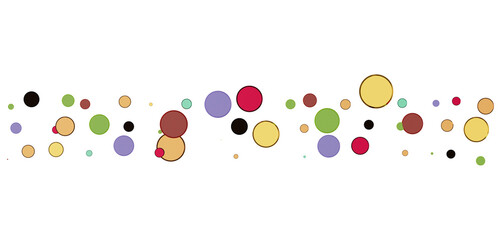 A burst of colorful polka dots against a black background