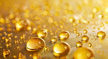 "Golden Oil Drops on Golden Background"