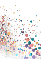 A colorful abstract pattern of circles and squares against a black background