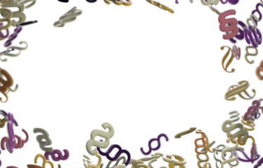 A colorful jumble of paragraph symbols forms a frame around a black background