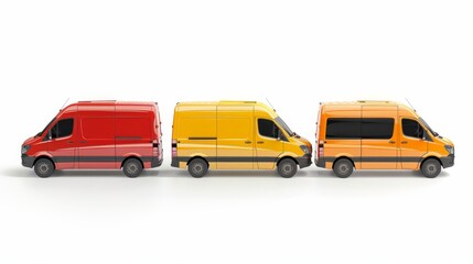 Delivery service by van. Toys isolated on white. Photo realistic photo.