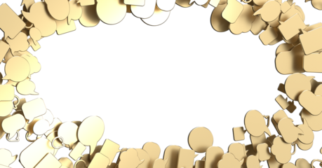 Golden speech bubbles framing a blank space Let your voice be heard