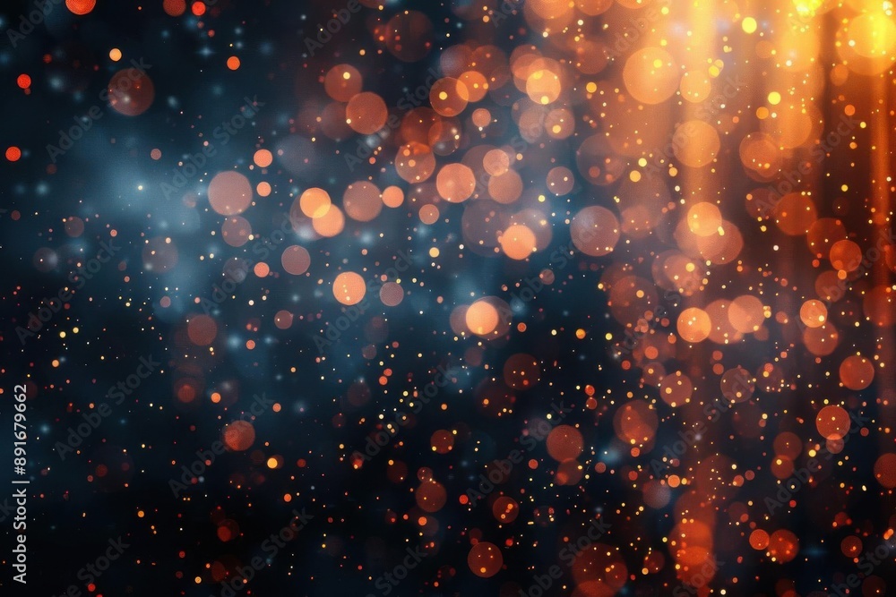 Poster abstract image of beautiful orange and blue bokeh lights creating a magical and festive background. 